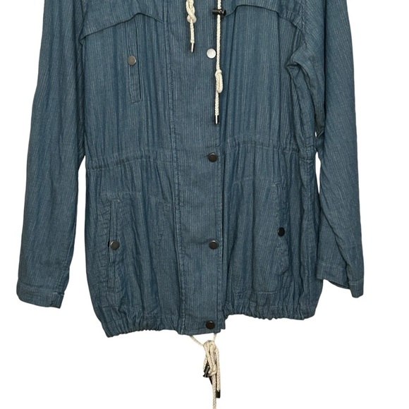 Andrea Jovine Blue Chambray Linger Length Lightweight Spring Weight Jacket Sz L - Picture 4 of 16